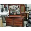 Image 1 : Cherry finish 8 drawer dresser with mirror