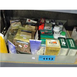 Box of naturopathic herbs, medicines, etc