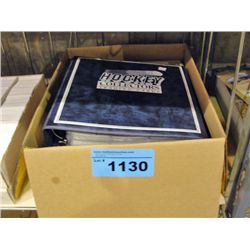 Box of collectors trading card albums with trading