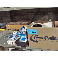 Shelf lot of assorted lighting, bulbs and
