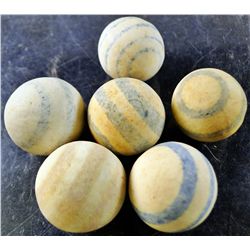 Marbles - China: Unglazed Handpainted, lot of 6, 23/32" 9.9