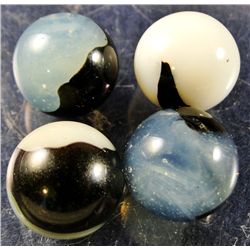 Marbles - Peltier Glass Company: Peerless Patch, lot of 4, 19/32" 9.9