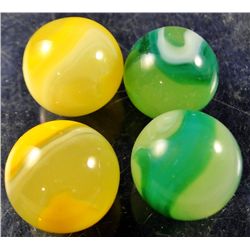 Marbles - Akro Agate Company: Lemonade & Limeade, lot of 4, 19/32" 9.9