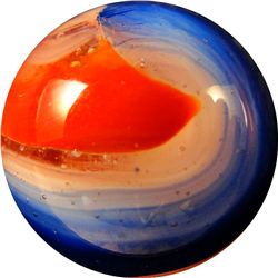 Marbles - Akro Agate Company: Popeye Corkscrew, red and blue, 21/32" 9.9