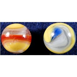 Marble: (Lot 6) Akro Agate. 2 Popeye Corkscrew. Shooters. Damaged.