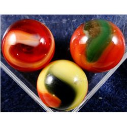 Marble: (Lot 27) Akro Agate. 3 Corkscrews. 21/32"-11/16". NM+ & Buffed.