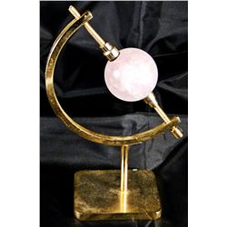 Marble: (Lot 37) Rose Quartz Sphere with Brass Holder