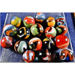 Marble: (Lot 38) Peltier Glass. 18 Multicolors and Rainbos.
