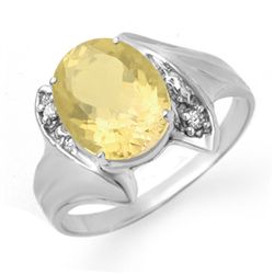 Genuine 1.76 ctw Citrine & Diamond Ring 10K White Gold