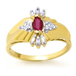 Genuine 0.22 ctw Ruby & Diamond Ring 10K Yellow Gold