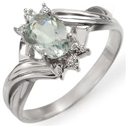 Genuine 0.79 ctw Aquamarine & Diamond Ring 10K Gold