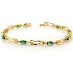 Genuine 2.02 ctw Emerald & Diamond Bracelet Yellow Gold