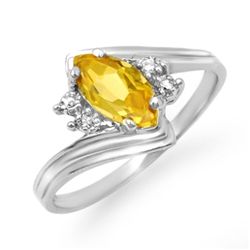 Genuine 0.48 ctw Citrine & Diamond Ring 10K White Gold