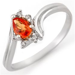Genuine 0.35ctw Orange Sapphire & Diamond Ring 10K Gold