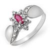 Image 1 : Genuine 0.24 ctw Ruby & Diamond Ring 10K White Gold