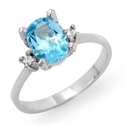 Genuine 1.53 ctw Blue Topaz & Diamond Ring 10K Gold