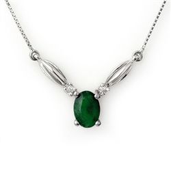 Genuine 1.30 ctw Emerald & Diamond Necklace 10K Gold