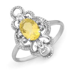 Genuine 0.81 ctw Citrine & Diamond Ring 10K White Gold