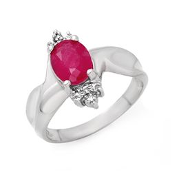 Genuine 1.83 ctw Ruby & Diamond Ring 10K White Gold