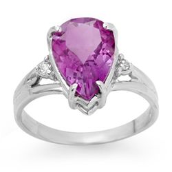 Genuine 2.55 ctw Amethyst & Diamond Ring 10K White Gold