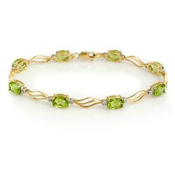 Genuine 7.02 ctw Peridot & Diamond Bracelet Yellow Gold