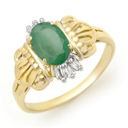 Genuine 0.81 ctw Emerald & Diamond Ring 10K Yellow Gold