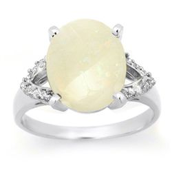 Genuine 2.75 ctw Opal & Diamond Ring 10K White Gold