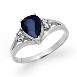 Genuine 1.81 ctw Sapphire & Diamond Ring 10K White Gold