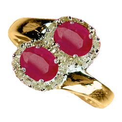 Genuine 1.73 ctw Ruby & Diamond Ring 10K Yellow Gold