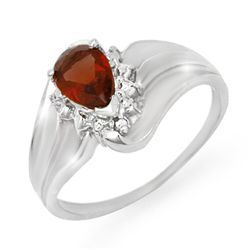 Genuine 0.76 ctw Garnet & Diamond Ring 10K White Gold