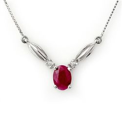 Genuine 1.30 ctw Ruby & Diamond Necklace White Gold