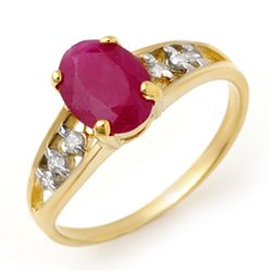 Genuine 1.70 ctw Ruby & Diamond Ring 10K Yellow Gold