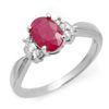 Image 1 : Genuine 1.26 ctw Ruby & Diamond Ring 10K White Gold