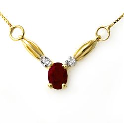 Genuine 1.30 ctw Ruby & Diamond Necklace Yellow Gold