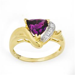 Genuine 1.02ctw Amethyst & Diamond Ring 10K Yellow Gold