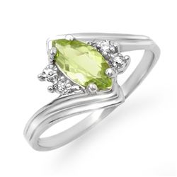 Genuine 0.48 ctw Peridot & Diamond Ring 10K White Gold