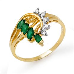 Genuine 0.55 ctw Emerald & Diamond Ring 10K Yellow Gold