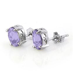 Genuine 2.0 ctw Tanzanite Stud Earrings 14K White Gold