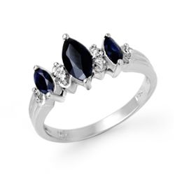 Genuine 1.0 ctw Sapphire & Diamond Ring 10K White Gold