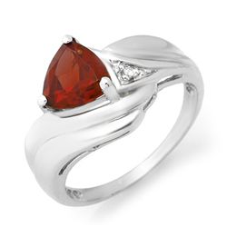 Genuine 1.28 ctw Garnet & Diamond Ring 10K White Gold