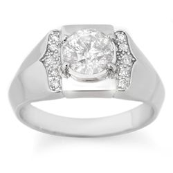 Natural 1.65 ctw Diamond Men's Ring 10K White Gold