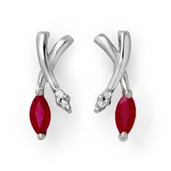 Genuine 0.75 ctw Ruby & Diamond Earrings White Gold