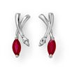Image 1 : Genuine 0.75 ctw Ruby & Diamond Earrings White Gold