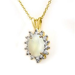 Genuine 1.0 ctw Opal & Diamond Pendant Yellow Gold
