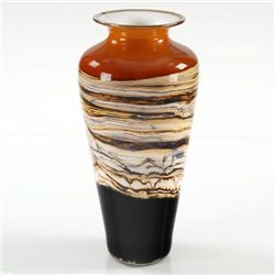 Dark Orange Strata Small Traditional Urn