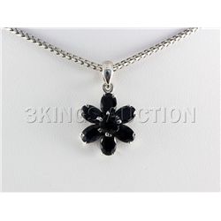 Natural Sapphire 10.68CTW Silver Flower Pendant