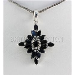 Natural Sapphire 17.78CTW Marquise Cluster Pendant