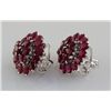 Image 1 : 32.27CTW Ruby Flower Design Silver Earring