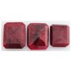 Image 2 : 134.10ctw Ruby EmeraldCut LooseGemstone Lot of 3