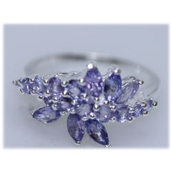 13.43 CTW TANZANITE RING .925 STERLING SILVER
